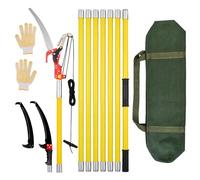 Coupe Branche Telescopique 8M Longueur Réglable 3 en 1 Secateur Telescopique Manuelle avec Housse en Toile et Gants Coupe Branche Elagueuse sur Perche Pour le Jardinage Tailler les Branches,Jaune
