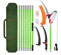 Coupe Branche Télescopique 8m: Scie Telescopique Elaguer 2 en 1,7 Manche Télescopique | 2 Lames de Scie | Sac de Transport, Scie d'élagage Pour Élagage Palmiers Arbustes (Vert)