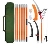 Coupe Branche Télescopique 8m: Scie Telescopique Elaguer 2 en 1,7 Manche Télescopique | 2 Lames de Scie | Sac de Transport, Scie d'élagage Pour Élagage Palmiers Arbustes (Orange)