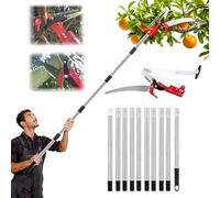 Coupe Branche Telescopique,Scie d'Élagage Manuelle,Secateur Telescopique Réglable En Hauteur Sur 5 m,Avec 10 Poteaux Alliage Aluminium Pour Élagage Coupe Branches Hautes Palmiers Arbustes(Bleu)