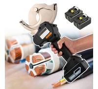 Coupe-CâBle à Cliquet électrique hydraulique 18 V, outil de coupe de fil alimenté par batterie avec 2 batteries rechargeables et tête de coupe en acier allié, pour câbles en cuivre et alumin