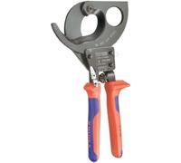 Knipex Coupe-câbles à cliquet noire laquée, avec gaines bi-matière 280 mm (carte LS/blister) 95 31 280