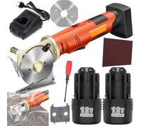Coupe-Carton, Coupe-Tissu électrique Sans Fil 2 * 2000 Mah Batterie 12V 240W Taille De Lame 70 Mm 25 Mm épaisseur Coupe Maximale Comprend 2 Lames De Rechange (Total 3) Pour Tissu Tapis