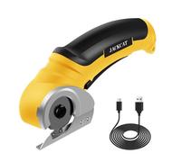 Coupe-carton électrique 23 × 10 × 5 cm - Ciseaux électriques - Charge USB - 2000 mAh - Rotatif - Pour couper du tissu, du cuir, des tapis, du plastique, du carton (jaune)