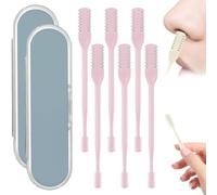 Coupe-cheveux nasal, 2025 double-face épilation du nez, Outil d'épilation nasale rotatif manuel à 360°, Épilateur nasal manuel, Coupe-cheveux nasal avec picker d'oreille (Pink,6PCS)