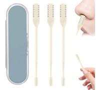 Coupe-cheveux nasal, 2025 double-face épilation du nez, Outil d'épilation nasale rotatif manuel à 360°, Épilateur nasal manuel, Coupe-cheveux nasal avec picker d'oreille (Beige,3PCS)