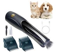 Coupe-cheveux pour animaux de compagnie avec aspiration - Rasoir électrique pour chien à 3 vitesses et USB | Rasoir électrique rechargeable à faible bruit pour chiens et chats de 1500 mAh