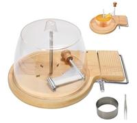 Coupe-Chiffon et Trancheur à Fromage en Bois de Hêtre, Coupe-Fromage Réglable pour Tête de Moine, Girolle, Fromages Durs et Mous, Chocolat, Spirales Décoratives et Service Gourmet Machine+Lid