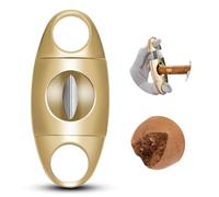 Coupe-cigares en forme de V, ciseaux à cigares avec lame tranchante en acier inoxydable Jauge jusqu'à 60 bagues pour une utilisation à l'intérieur et à l'extérieur (Or),1 piece