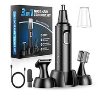 Coupe-cils nez oreilles sourcils 3 en 1 rechargeable USB - professionnel sans douleur et imperméable pour homme femme, noir