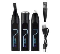 Coupe-cils Pour Homme | Outil De Soins Du Visage En ABS Imperméable | Moteur Puissant Avec Têtes Interchangeables Rinçables | Utilisation Humide Et Sec | Batterie Rechargeable D
