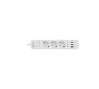 InLine 16491 Multiprise 3 Prises avec Protection Contre Les surtensions et Ports USB QuickCharge avec Interrupteur Blanc 1,5 m
