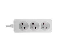 Lindy Multiprise 73120 - 3 prises françaises, coupe-circuit, 230 V 3680 W, cordon 1,4 m - blanc