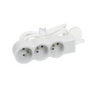 Legrand - Rallonge multiprise extra-plate avec 3 prises de courant avec terre avec cordon 3m - blanc et gris clair