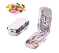 Coupe-Comprimé,Coupe-Pilule Multiple,Coupe-CompriméS 1/2,1/3,1/4,Pour Petits Et Grands CompriméS,Coupe-Comprimé Avec Compartiment De Rangement,Pour Les Voyages Usage Quotidien (Rose)