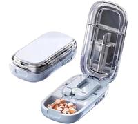Coupe-comprimés et distributeur portable, organiseur de comprimés multifonctionnel avec lame en acier inoxydable et guide de centrage, adapté aux grands comprimés, facile à transporter