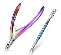 Coupe-cuticules avec repousse-cuticules, pince à cuticules professionnelle en acier inoxydable, outils de pédicure et de manucure pour ongles des mains et des orteils