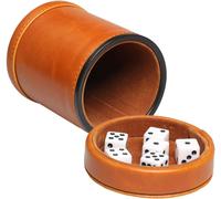 Coupe De Dés En Similicuir Avec Couvercle Comprend 6 Dés,Intérieur En Velours Silencieux À Secouer Pour Les Jeux De Société Liars Dice Farkle Yahtzee,Marron.[Y741]