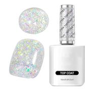 Coupe de finition en gel à paillettes, vernis à ongles en gel pailleté | Vernis à ongles durable | Outil de coloriage portable de 15 ml, fournitures de salon de manucure pour la maison, les voyages, l