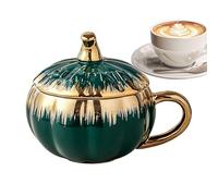 Coupe de la Coupe d'Halloween | Belle tasse de tasse bien avec le couvercle et la cuillère | Bowl de bonbons d'automne | Décoration de l'étude à domicile | Accessoire de fête de Thanksgiving