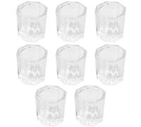 Coupe de Manucure en Verre Octogonale, Lot de 8, Blanc | Fond Épais, Surface Lisse Cristal, Rangement Compact, pour Salon de Manucure et Atelier D'art