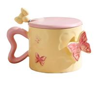 Coupe de papillon, tasses de papillon - tasse de café papillon pour la céramique pour les femmes | 12 onces avec boisson à la main pour le couvercle pour sa petite amie épouse de la fille fils de