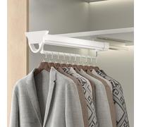 Coupe de voiturier, support de vêtements de tirage réglable, charge de tige suspendue push-pull 35 kg, porte-armoire de l'organisateur pour le stockage des vêtements, support supérieur (blanc,