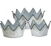 Coupe décorative Couronne Métal aspect vintage Noir Set 3 tailles Ø26,5/22,5/19cm