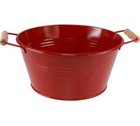Coupe décorative en métal rouge avec poignées en bois Vintage Pot de fleurs Ø29cm H14,5cm