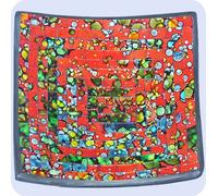Coupe en mosaïque Coupe en argile Coupe en verre Coupe décorative Mosaïque artisanat pierres en verre Déco carré multicolore grande, rouge