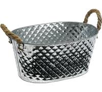 Coupe en zinc avec poignées en corde pour la décoration florale et les plantations créatives