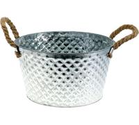 Coupe en zinc ronde Ø28cm Poignées de corde Vase de jardin Déco