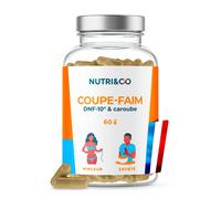 NUTRI & CO Coupe-Faim Puissant & Efficace DNF-10® & Caroube - 2en1 Réduction d'Appétit & Satiété - Complément Alimentaire Perte de Poids Minceur - Cure 1mois - 60 gélules Vegan - Fabriqué en France