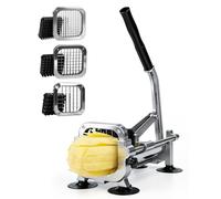 Coupe Frite Professionnel avec Lames 13 mm, 9 mm, 6.5 mm Coupe-Frites Manuel en Acier Inoxydable Coupe Patate frite pour Patates Douces, Carottes, Ignames et Concombres