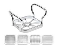 Coupe-frites Coupe-légumes en acier inoxydable robuste Trancheuse pommes terre avec 5 poignées rechange et adaptées pour la famille Légumes Fruits Trancheuse facile (Silver, One Size)