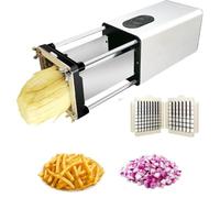 Coupe-frites Électrique avec Lames en Acier Inoxydable de 1/2" Et 3/8", Trancheuse Automatique de Pommes de Terre pour Restaurants Et Cuisine À Domicile, pour Carottes Et Concombres silver