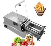 Coupe-frites électrique, coupe-frites professionnel en acier inoxydable avec lame de secteur de 8 mm, 10 mm, 12 mm, trancheuse de pommes de terre commerciale et domestique, pour concombres silver