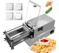 Coupe-Frites Électrique, Coupe-Pommes De Terre Automatique En Acier Inoxydable Avec 4 Lames, Coupe-Frites Électrique Commercial Et Domestique, Trancheuse De Pommes De Terre, Pour Pommes De Terre, Con