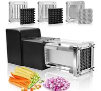 Coupe Frites Electrique, Sopito Coupe Frite Professionnel en Inox avec Lames de 6 mm, 9 mm et 12 mm, Coupe-frites Electrique pour Pommes de Terre, Concombres, Carottes et Courgettes