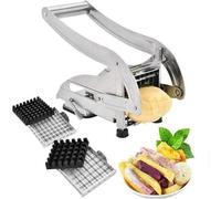 Coupe Frites en Acier Inoxydable Professionnel Trancheuse de Frites avec Lame de Rechange Coupe Pomme de Terre Frite Antidérapante pour Friteuse, Coupe Frites Manuel