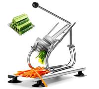 Coupe-frites en acier inoxydable - Trancheuse manuelle robuste avec 3 lames interchangeables - Coupe-frites pour concombres, radis, pommes de terre - Idéal pour la cuisine à la maison