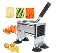 Coupe-frites manuel en acier inoxydable avec base d'aspiration antidérapante, coupe rapide, facile à nettoyer, outil de cuisine pour usage domestique et commercial