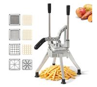 Coupe-Frites Professionnel, Coupe Pommes de Terre en Acier Inoxydable avec 4 Lames de 7mm, 9mm, 14mm et Quartiers Coupe-Légumes Commercial pour Patates Douces Carottes et Concombres