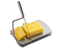 Coupe-fromage - En acier inoxydable - Planche à découper avec ventouses - Ustensiles de cuisine pour couper le fromage en bloc, le beurre, le jambon, les saucisses
