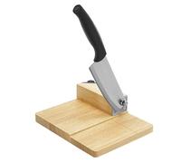 Coupe-fromage, guillotine à levier en acier inoxydable, avec socle en bois, coupe-saucisse, longueur de la lame : 15,8 cm