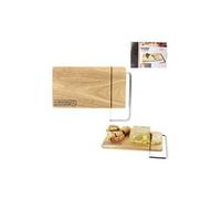 Totally Addict KD3161 Coupe Fromage Foie gras Terrine Beurre Planche Lyre Intégrée La Sélection Brasserie Bois et Inox Beige et Gris H1,5 x 20 x 28 cm