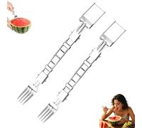 Coupe Fruits 2 en 1 en Acier Inoxydable, Cuillère à Melon, Outil de Coupe de Pastèque à Double Tête pour Pastèque, Melon, Papaye, Fruit du Dragon, outil de coupe pour rapide la cuisine (2pcs)