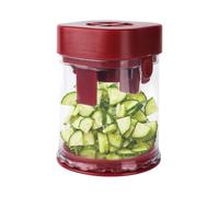 Coupe-Fruits, Coupe-Fraise Coupe-Raisin Hachoir Aliments Trancheuse à Fruits avec Récipient Lame Croisée et Base Antidérapante Gadget Cuisine Amovible pour Banane Légumes Concombre(Rouge)