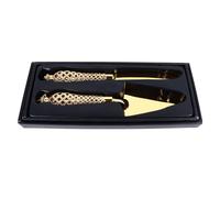 Coupe-gâteau, couteau à gâteau doré et ensemble de serveur, spatule de service, fournitures de fête, décorations d'anniversaire dorées pour anniversaire, anniversaire de Noël