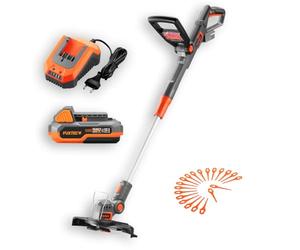 Coupe Gazon - Coupe Bordure à Batterie 20V FUXTEC FX-E1RT20 - Set avec Batterie Li-ION 2Ah et Chargeur 1A - Largeur de Coupe 25 cm